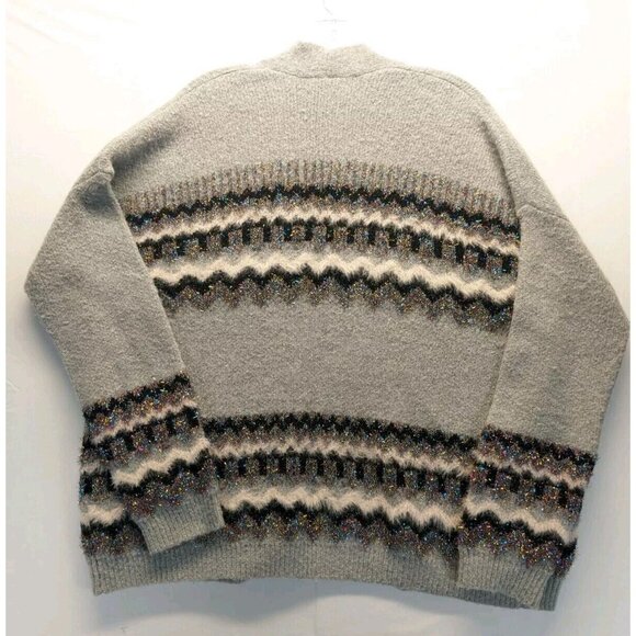 Anthropologie Rosie Zig-Zag Shimmer Gray Open Front Cardigan Women’s Small - Picture 3 of 5